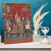 Lady and Unicorn Mittelalterliches Bandgebärden Fotoplatte (Seite)