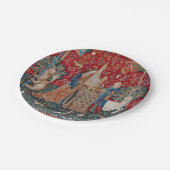 Lady and Unicorn Mittelalterliches Bandgebärden Pappteller (Schrägansicht)