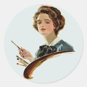 Lady Artist Runder Aufkleber