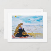 Lady at the beach postkarte (Vorne/Hinten)