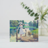 Lady auf dem Dock Postkarte (Stehend Vorderseite)