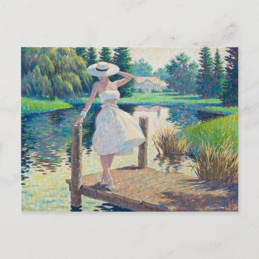 Lady auf dem Dock Postkarte (Vorderseite)