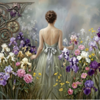 Lady auf der lila Wiese Decoupage Geschenkpapier Set