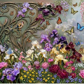 Lady auf der lila Wiese Decoupage Geschenkpapier Set