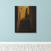 Lady auf der Treppe Leinwanddruck (Insitu (Holzboden))
