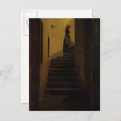Lady auf der Treppe Postkarte (Vorne/Hinten)