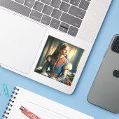 Lady Aufkleber (Laptop mit iPhone)