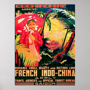 Lady aus Saigon City, Vietnam, Jahrgang Reise Poster