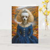 Lady Autumn , Poodle Blank Card Karte (Gelbe Blume)