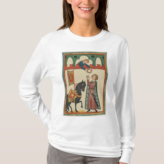 Lady Awarding Knight A Garland, 14. Jahrhundert T-Shirt (Vorderseite)