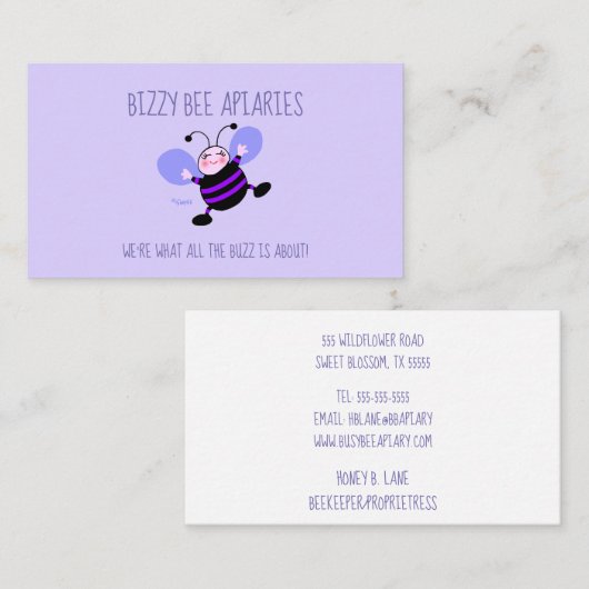 Lady Beekeeper Niedliche Biene Humore Bienenzucht  Visitenkarte (Vorne/Hinten)