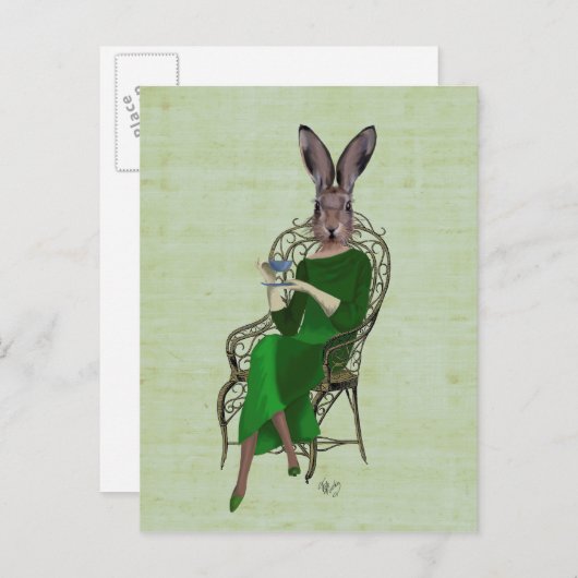 Lady Bella Rabbit Einnahme von Tee 4 Postkarte (Vorne/Hinten)