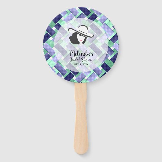 Lady Big Hat on Blue Stripes Derby Fächer (Vorderseite)