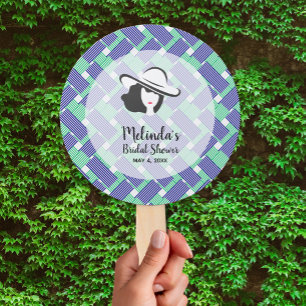 Lady Big Hat on Blue Stripes Derby Fächer