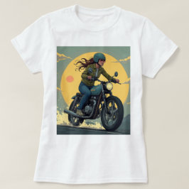 Lady Biker auf der Straße T-Shirt
