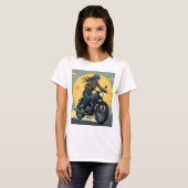 Lady Biker auf der Straße T-Shirt (Vorne ganz)