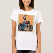 Lady Biker Getting Ready To Ride T-Shirt (Vorderseite)