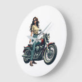 Lady Biker Große Wanduhr (Winkel)