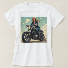 Lady Biker On The Road T-Shirt