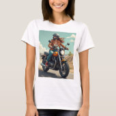 Lady Biker On The Road T-Shirt (Vorderseite)