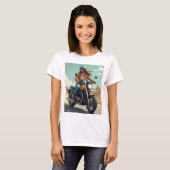 Lady Biker On The Road T-Shirt (Vorne ganz)