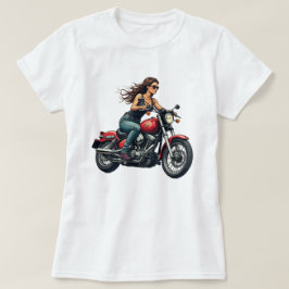 Lady Biker On The Road T-Shirt
