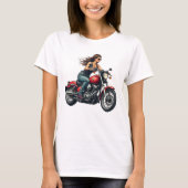 Lady Biker On The Road T-Shirt (Vorderseite)