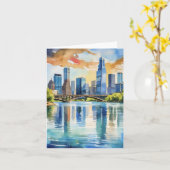Lady Bird Lake Austin Texas Watercolor Karte (Gelbe Blume)