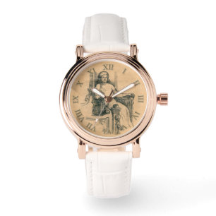 Lady Bleistift-Grafik auf Handwerk Armbanduhr