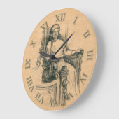 Lady Bleistift-Grafik auf Handwerk Große Wanduhr (Winkel)