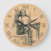 Lady Bleistift-Grafik auf Handwerk Große Wanduhr (Vorderseite)