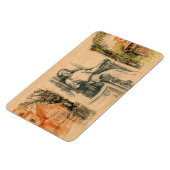 Lady Bleistift-Grafik auf Handwerk Magnet (Linke Seite)