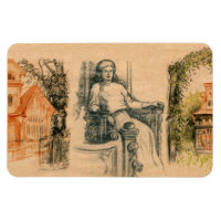 Lady Bleistift-Grafik auf Handwerk