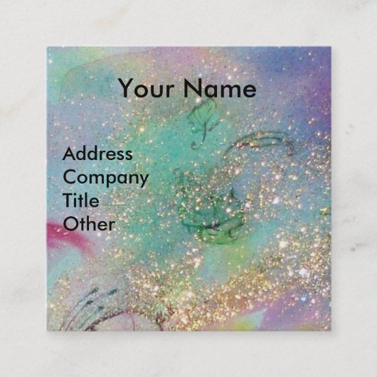 LADY BLUE MASK Beauty Makeup Artist Green Glitzern Quadratische Visitenkarte (Vorderseite)