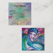 LADY BLUE MASK Beauty Makeup Artist Green Glitzern Quadratische Visitenkarte (Vorne/Hinten)