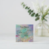 LADY BLUE MASK Beauty Makeup Artist Green Glitzern Quadratische Visitenkarte (Stehend Vorderseite)