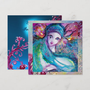 LADY BLUE MASK Elegante Maskenparty, Saphir Einladung