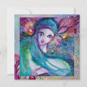 LADY BLUE MASK Elegante Masquerade Wedding Party Einladung (Vorderseite)