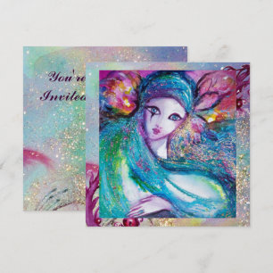 LADY BLUE MASK Elegante Venezianische Maskenparty Einladung