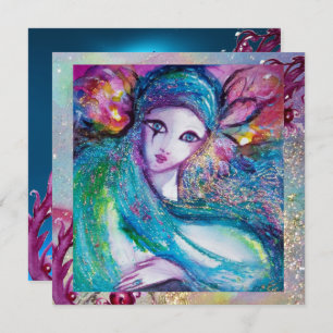 LADY BLUE MASK Elegantes Masquerade Party, Saphir Einladung