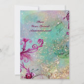 LADY BLUE MASK Elegantes Party Aquamarin Rosa Einladung (Rückseite)