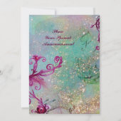 LADY BLUE MASK Elegantes Party Aquamarin Rosa Einladung (Rückseite)