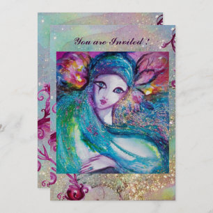 LADY BLUE MASK Elegantes Party Aquamarin Rosa Einladung