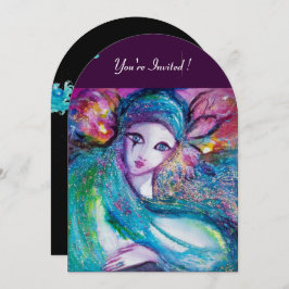 LADY BLUE MASK Elegantes Party, Aquamarin Schwarz Einladung