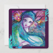 LADY BLUE MASK Elegantes Party, Aquamarin Schwarz Einladung (Vorderseite)