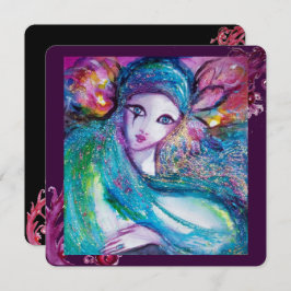 LADY BLUE MASK Elegantes Party, Aquamarin Schwarz Einladung