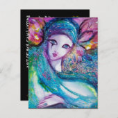 LADY BLUE MASK Elegantes Party Einladungspostkarte (Vorne/Hinten)