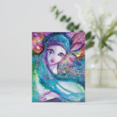 LADY BLUE MASK Elegantes Party Einladungspostkarte (Stehend Vorderseite)