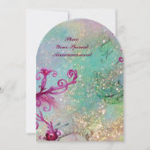 LADY BLUE MASK Masquerade Party Floral Wirbel Einladung (Rückseite)