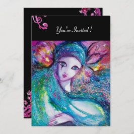 LADY BLUE MASK Masquerade Party Red Wirbel Black Einladung